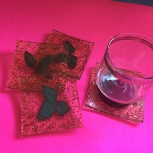 Vintage plexiglass glitter coaster